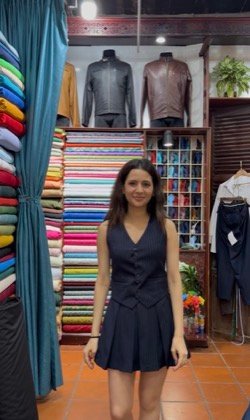 Clothes made at Blue Eye Tailor, photo by a customer (Sarah M)