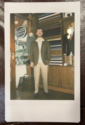 Clothes made at Cazo Tailor, photo by a customer (Dylan Walker)