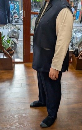 Clothes made at Cazo Tailor, photo by a customer (Brittani)