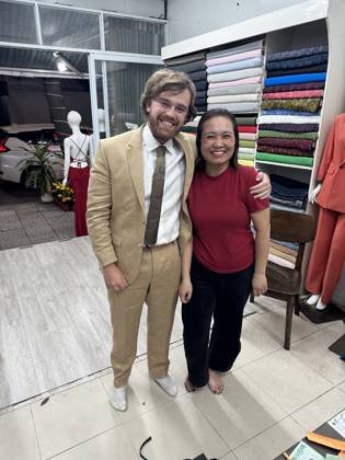 Clothes made at Corner Tailors, photo by a customer (Cassie H)