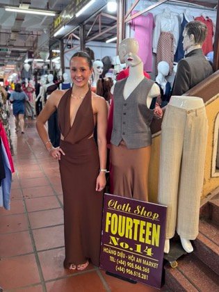 Clothes made at Fourteen Tailor Hội An, photo by a customer (Amy Rae Whitington)
