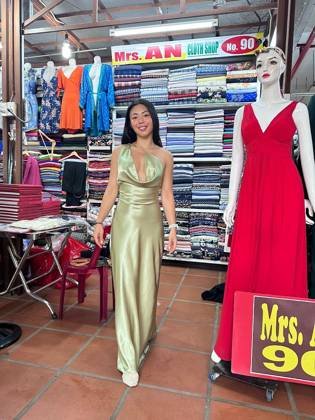 Clothes made at “Ms. An” No. 90 Tailor Inside Hoi An Cloth Market, photo by a customer (Linda Du)