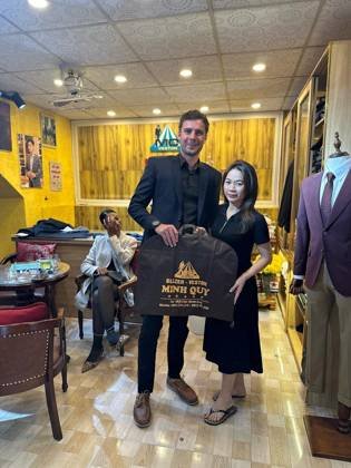 Clothes made at Nhà may Minh Quy Veston-Blazer, photo by a customer (Fatma)