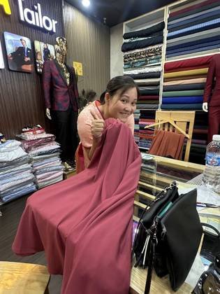 Clothes made at NơNyNa Tailor, photo by a customer (Moniqua Reid)