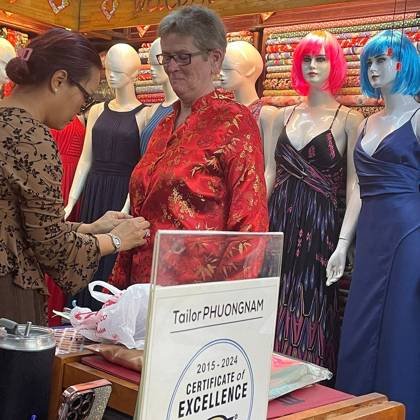 Clothes made at Phuong Nam Tailor Hoi An, photo by a customer (GLOSSOPGLOBETROTTERS)