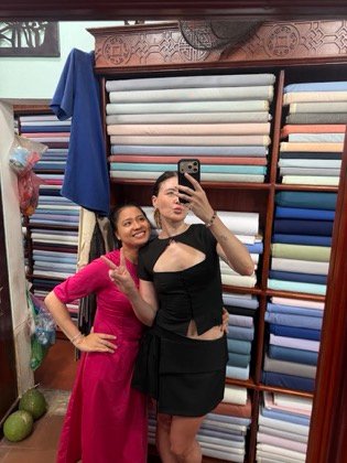 Clothes made at Pink Lotus Tailor, photo by a customer (Beth Chambers)