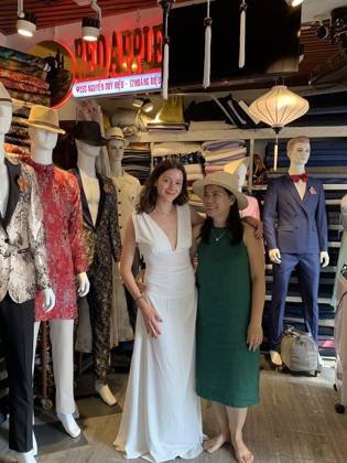 Clothes made at Red Apple Tailor, photo by a customer (Annabelle)