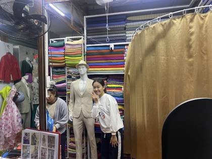 Clothes made at Red Apple Tailor, photo by a customer (Hana Klingová)