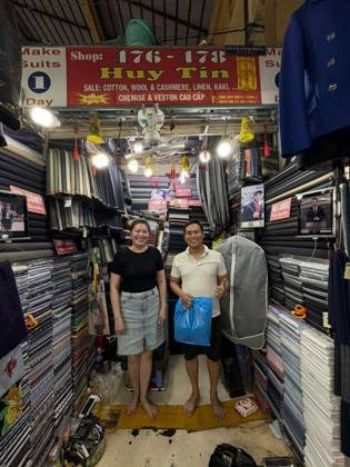 Clothes made at Tailor HUY TIN 476-478 Ben Thanh Market, photo by a customer (Daniel Hughes)